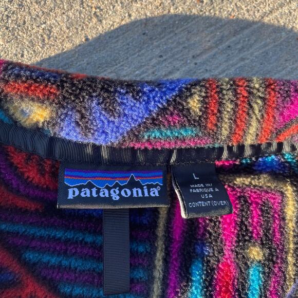 VTG 1995 PATAGONIA Snap Fleece Western Aborigine Aztec Tribal sz LARGE - Picture 5 of 13